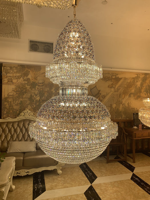 Lampadario di cristallo impero di lusso extra large nuovo oro Lampadario di design unico per foyer/corridoio