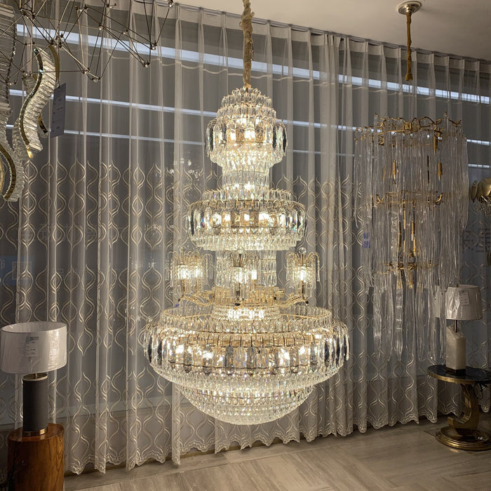 Lampadario di cristallo di lusso multistrato extra large Lampada decorativa moderna a soffitto artistico per grande corridoio/foyer