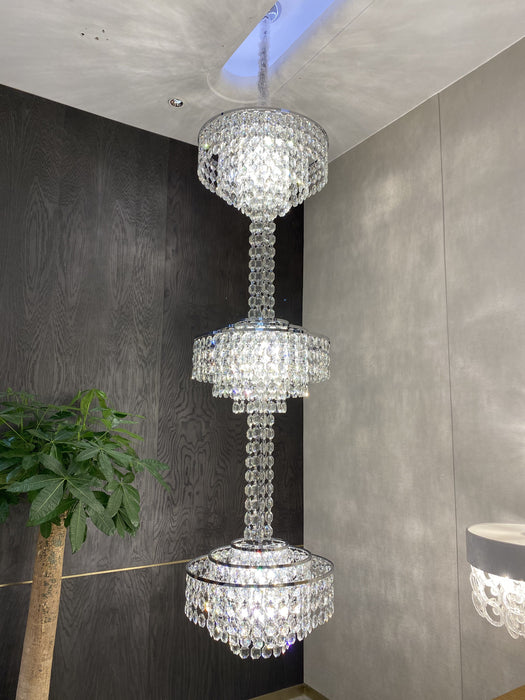 long,crystal, seashells,silver, 3-tiered,staircase,oversized,modern, French,2023 New,round,elegant,chandelier,pendants