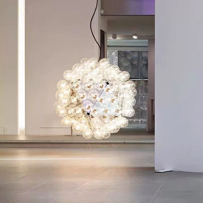 Lámpara de araña de bola de cristal creativa de diseñador italiano, accesorio de iluminación para pasillo/entrada/escalera de diente de león escandinavo