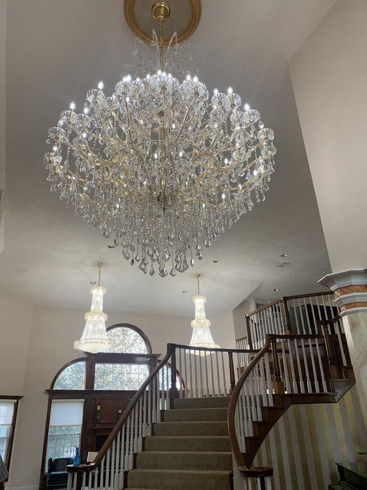 Oversized European Chrome Classic Candle Branch Crystal Chandelier for 2-Story/Duplex Buildings , branch,luxury,shining,wonderful, tiered, transparent,noble