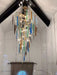 colorful, creative, Modern Light Luxury Brass Branches Colored Glass Column Chandelier for Staircase/Living Room/High-ceiling Space,special,unique,gorgeous, dimmable