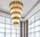 Extra Large Modern Multilayer Pendant Chandelier in Gold Finish Luxury Light Fixture for Large Staircase/Duplex/Hallway/Entryway, gold,noble, empire