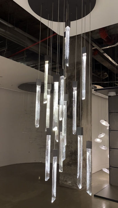 Candelabro de cristal de lujo, luz moderna, accesorio de iluminación redondo/rectangular de diseñador nórdico para comedor/sala de estar/escalera
