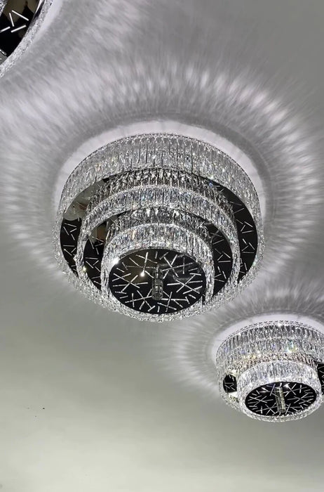 Lámpara colgante de cristal multicapa redonda, creativa, moderna, de gran tamaño, para sala de estar/comedor/pasillo