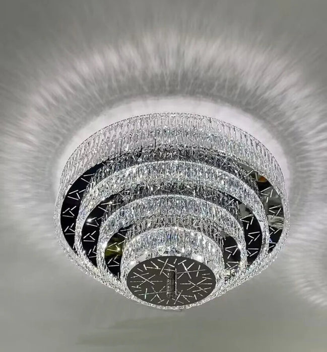Lámpara colgante de cristal multicapa redonda, creativa, moderna, de gran tamaño, para sala de estar/comedor/pasillo