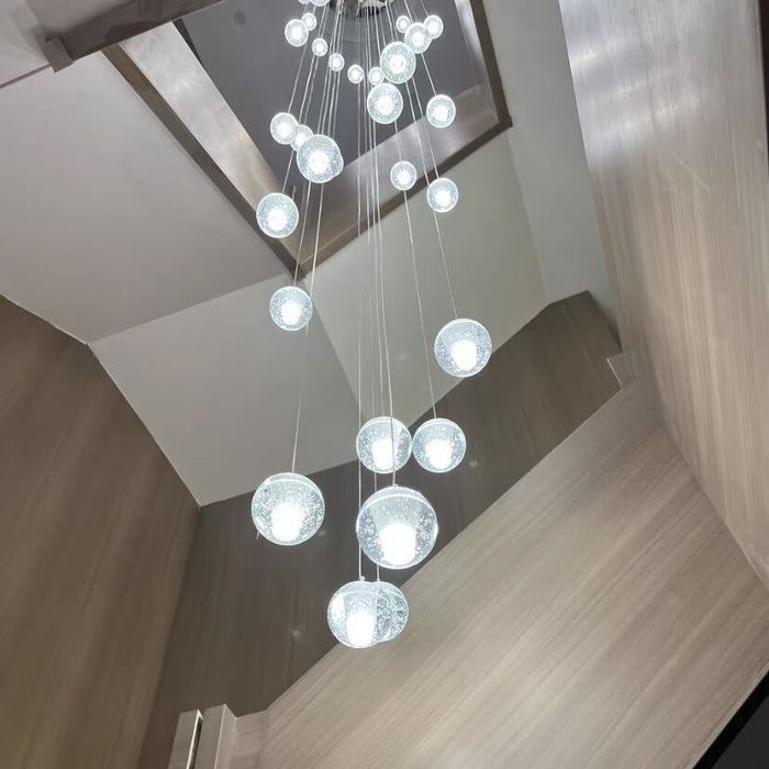 Oversized Nordic Art Round Air Bubbles Pendant Chandelier for Spiral Staircase/Hotel Lobby
