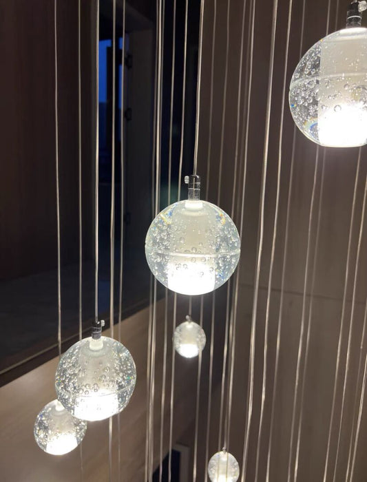 Lámpara colgante de burbujas de aire redondas de arte nórdico de gran tamaño para escaleras/escaleras de caracol/vestíbulo del hotel