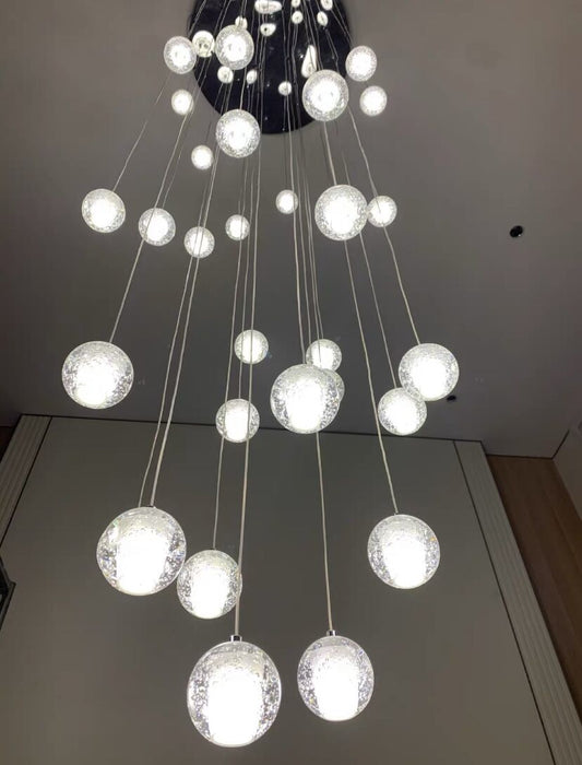 Lámpara colgante de burbujas de aire redondas de arte nórdico de gran tamaño para escaleras/escaleras de caracol/vestíbulo del hotel