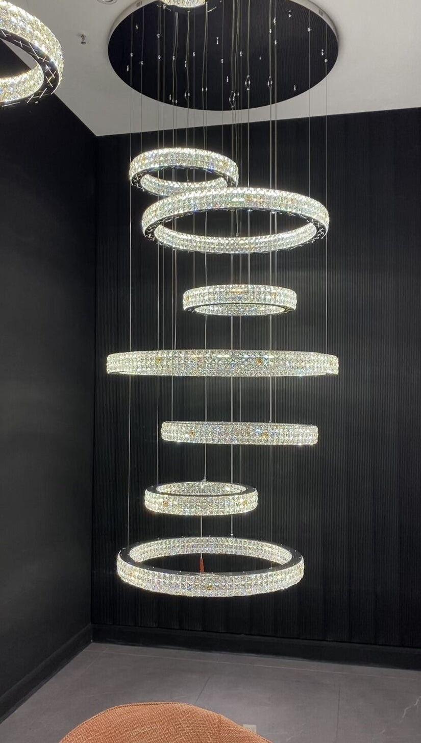 New Modern Light Luxury Oversized Multi-tiered Rings Crystal Chandelie ...