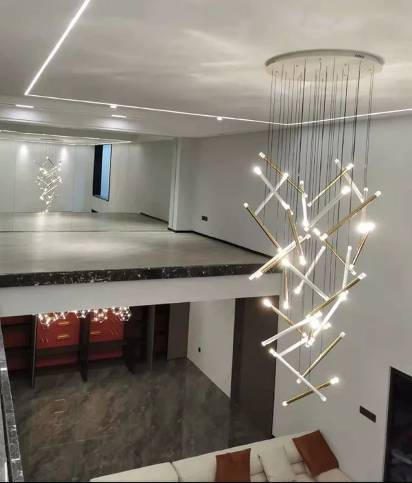 Modern Italian Creative Art Sticks Ceiling Chandelier for Living Room/Staircase/Hotel Lobby， round ,rectangle, extra large , oversized, sticks, acrylic, adjustable, foyer, duplex