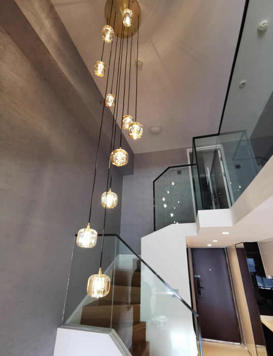 Lámparas colgantes extralargas postmodernas para escaleras/espacios de techos altos/vestíbulos