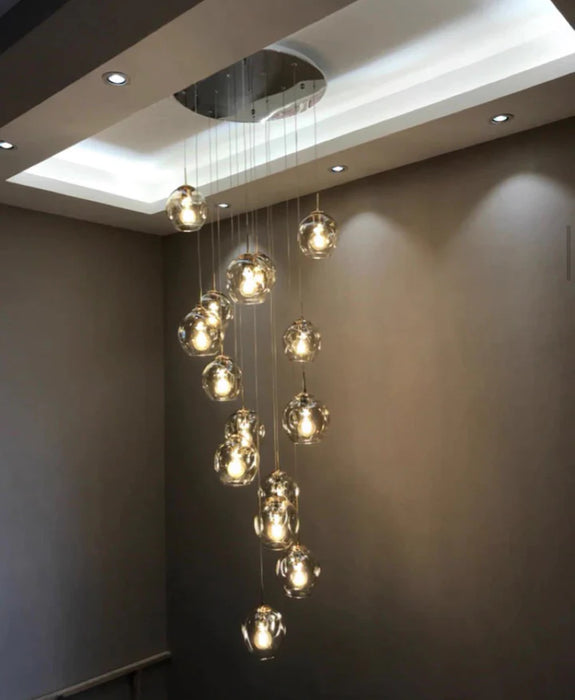 Nordic Designer Long Spiral Crystal Chandelier Modern Light Luxury Decorative Light Fixture For Staircase/Hallway