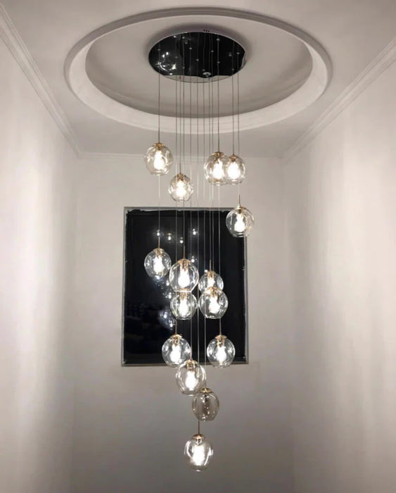 Lampadario di cristallo a spirale lunga di design nordico Lampadario decorativo di lusso moderno e leggero per scala/corridoio