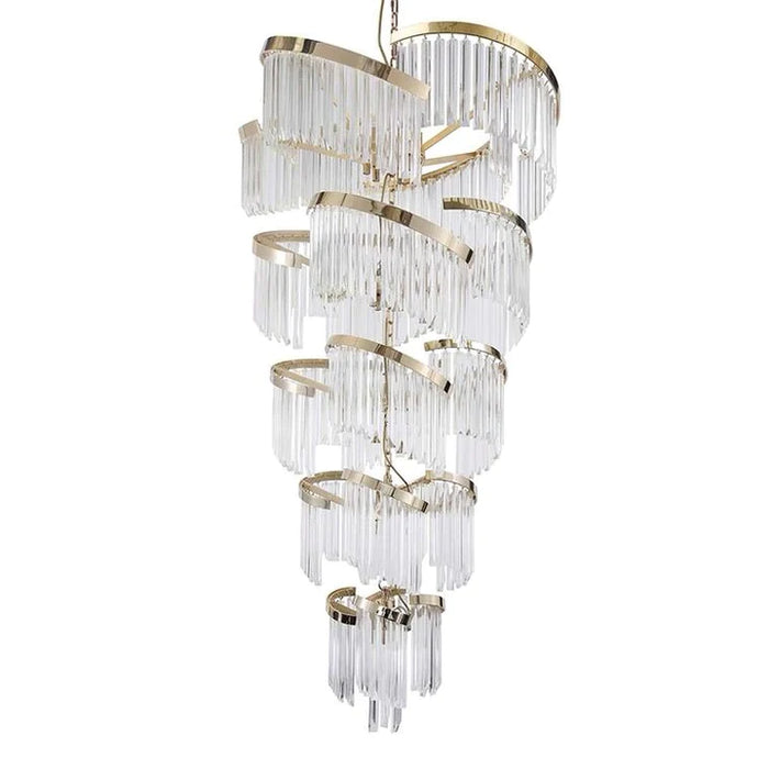 Lampadario di cristallo a spirale di lusso a più livelli creativo di design moderno e di grandi dimensioni per foyer/ingresso/corridoio dal soffitto alto