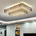 Rectangle Flush Mounted Living Room Chandelier Crystal Ceiling Light Fixture For Long Dining Table