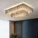 Rectangle Flush Mounted Living Room Chandelier Crystal Ceiling Light Fixture For Long Dining Table