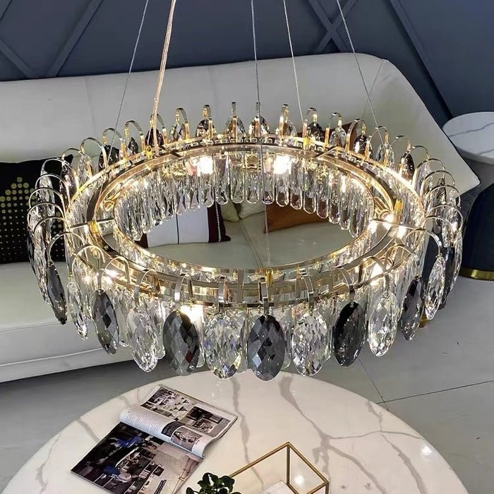 Luxurious K9 Crystal Chandelier in Brass Finish