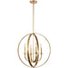 Solid 4-Light Satin Brass 22-Inch Globe Ceiling Lighting Fixture