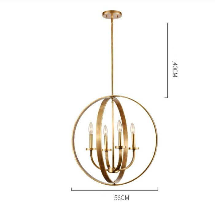 Solid 4-Light Satin Brass 22-Inch Globe Ceiling Lighting Fixture