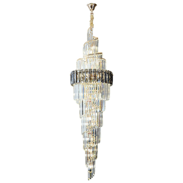 Spiral High Ceiling Light Fixture Long Crystal Chandelier For Foyer Staircase/ Living Room