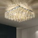 Square Crystal Flush Mounted Living/ Bedroom Chandelier Shining Ceiling Lighting Fixture For Hotel Decor