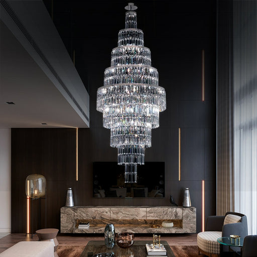 Stylish Foyer Hall Long Crystal Chandelier Large Staircase/ Entryway Decoration Ceiling Light Fixture