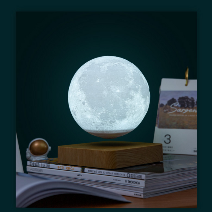 Magnetic Levitating Floating Table Lamp with 3D Printing LED Moon Night Light