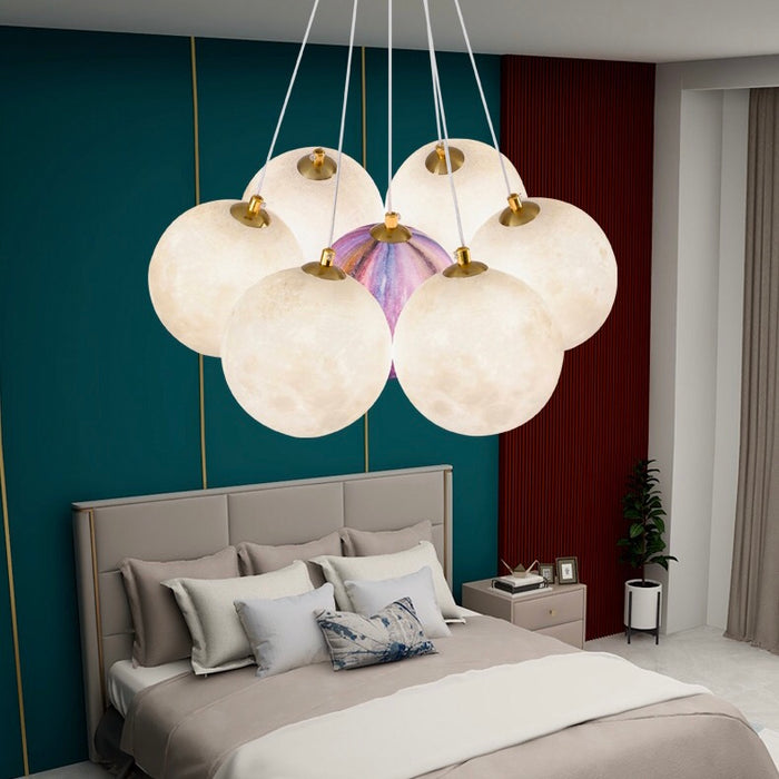 Bubble Moon Chandelier Bedroom Ceiling Light Modern Nordic Lamp