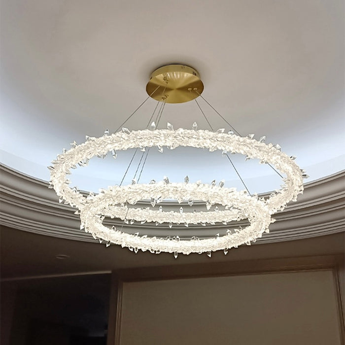 Lampadari di cristallo Bling Bling Princess Ring Plafoniere moderne per la camera da letto o il soggiorno delle ragazze