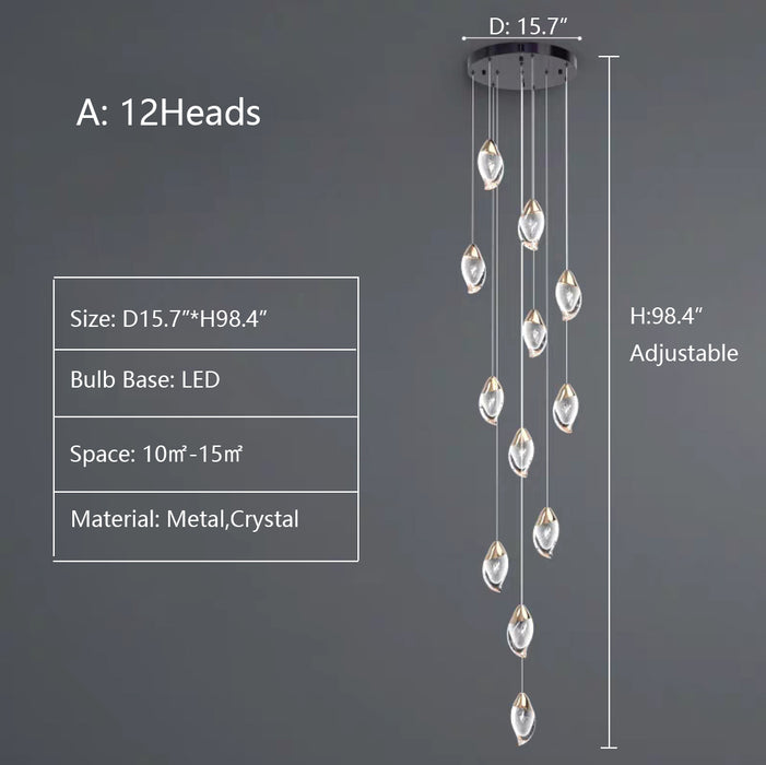 D15.7"*H98.4" chandelier,chandeliers,mango shape,crystal,air bubble,pendant,extra large,large,big,huge,oversize