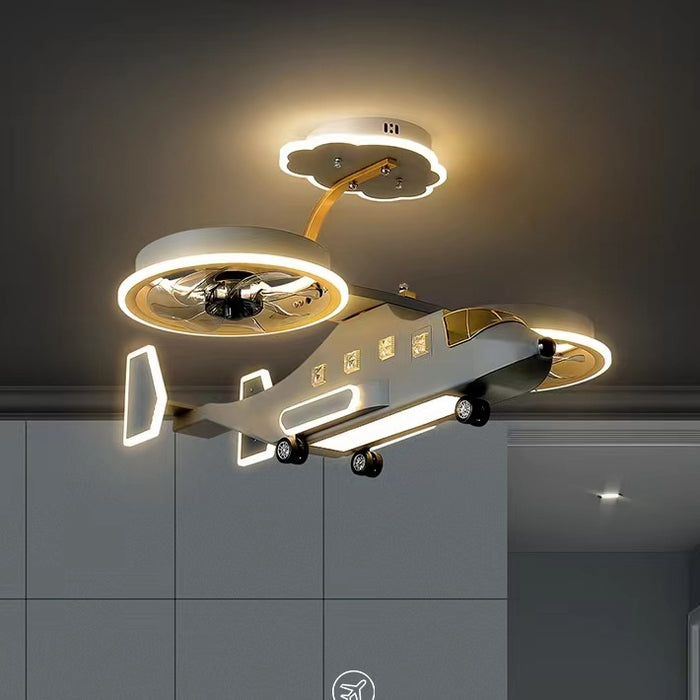 Lámpara de techo LED creativa con luz de helicóptero para habitación de niño