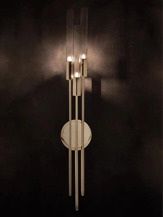 Lámpara de pared de latón de tres varillas de lujo con luz nórdica para mesita de noche/sala de estar/pasillo