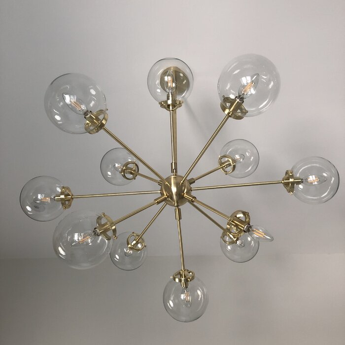 Apparecchio di illuminazione per lampadario a sfera Sputnik a 12 luci in vetro per sala da pranzo 