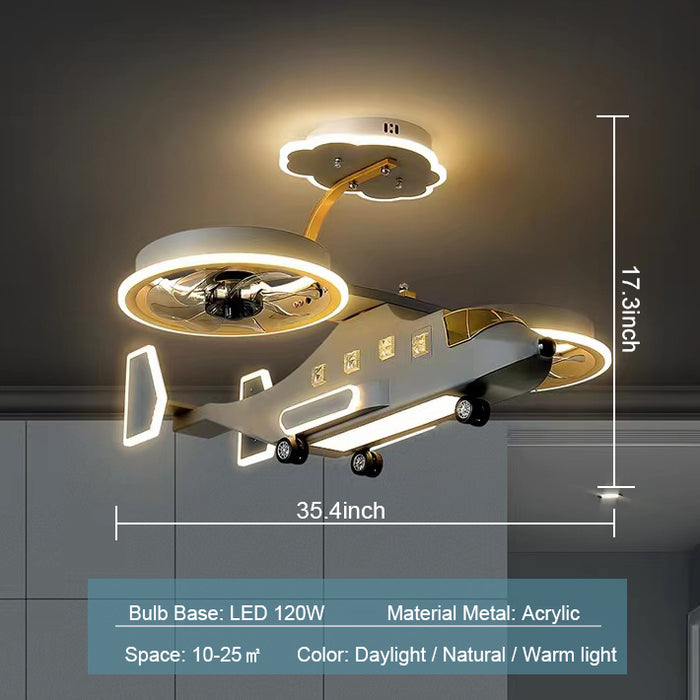 Lámpara de techo LED creativa con luz de helicóptero para habitación de niño
