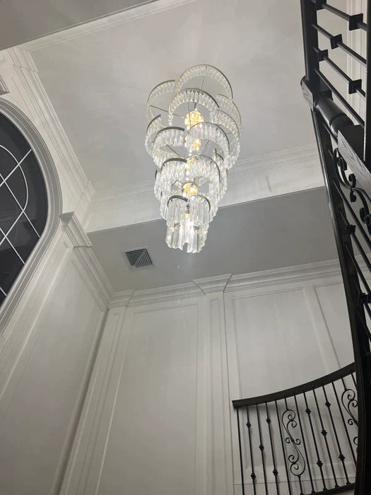 Oversized Modern Designer Creative Multi-tiered Luxury Spiral Crystal Chandelier  For High-ceiling Foyer/Entryway/Hallway