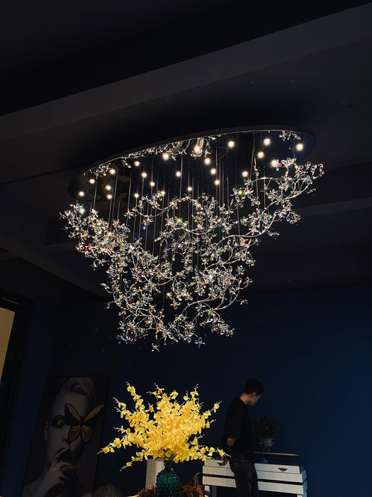 Lámpara de araña de cristal para entrada de hotel, accesorio de iluminación de techo de lujo para entrada de vestíbulo
