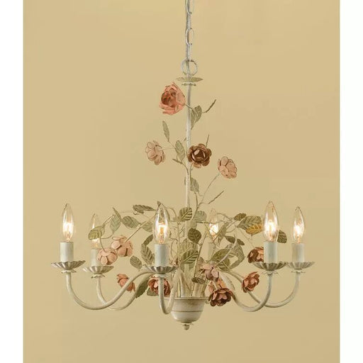 American Village Style Rose Flower Rustic Chandelier Iron Art Romantic Lovely Lamp  For Girls Room Bedroom