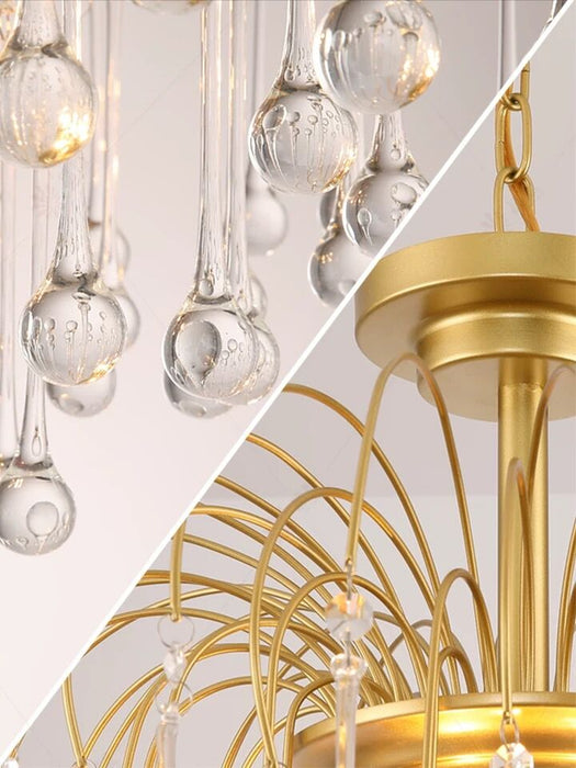 French Style Bedroom Small Creative Chandelier Vintage Romantic Warm Vibe Amber Waterdrop Light Fixture for Restaurant Dining Room Kids Room