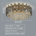 Luxury Large Flush Mounted K9 Round Crystal Chandelier 23.6inch for living room dining room