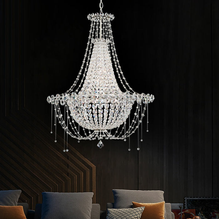 Candelabro de cristal K9 de estilo italiano para sala de estar pequeña, lámpara colgante de princesa para dormitorio/mesa de comedor de niña
