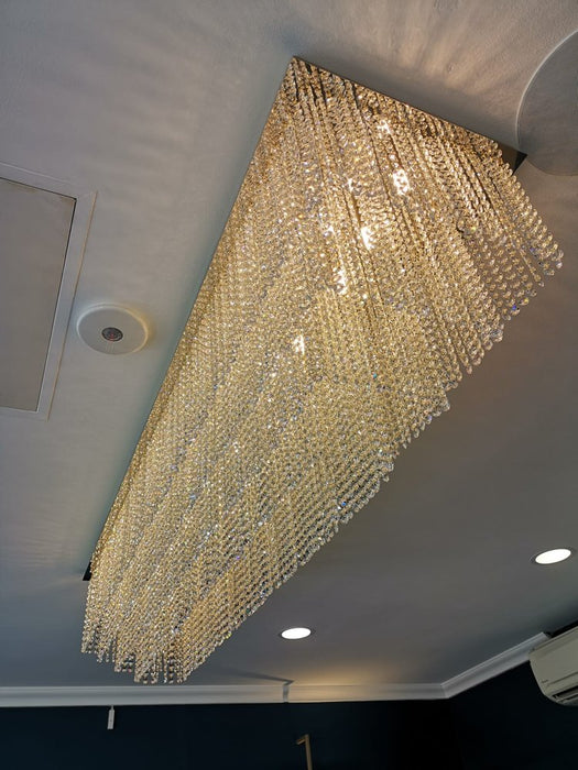 Extra Large Modern Multi-Tiered Crystal Flush Mount Chandelier for Villa/Duplex Hall/Living Room/Foyer