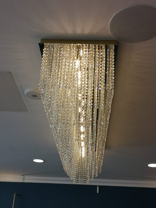 Extra Large Modern Multi-Tiered Crystal Flush Mount Chandelier for Villa/Duplex Hall/Living Room/Foyer