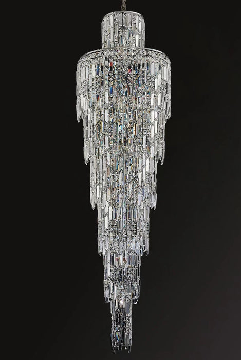 Lámpara de araña de cristal grande de lujo para techo alto, accesorio de iluminación de escalera larga para sala de estar