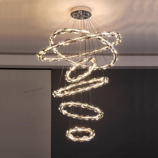 Modern Extra Large Multi-layers Ring Ceiling Crystal Chandelier For Staircase/Foyer/Hallway